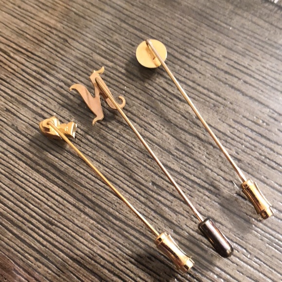 Vintage Stick Pins “N” Initial, Double Heart & Circle - Ying & Yang Symbol? - Picture 6 of 12